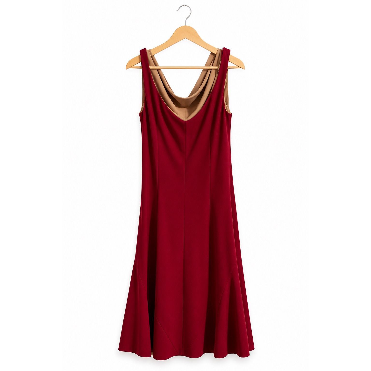 Express Red Cowl Neck Fit & Flare Dress Size 9/10 Midi Sleeveless Career Party